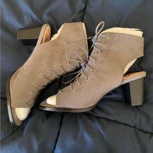 Lace Up Open Toe Booties